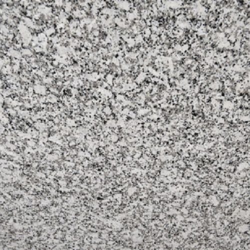 Platinum White Granite slab &mdash; bright white to platinum-grey with uniform fine mineral speckles