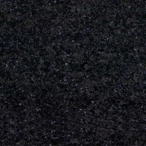 R Black Granite slab &mdash; deep jet black with a dense crystalline structure and mirror polish potential
