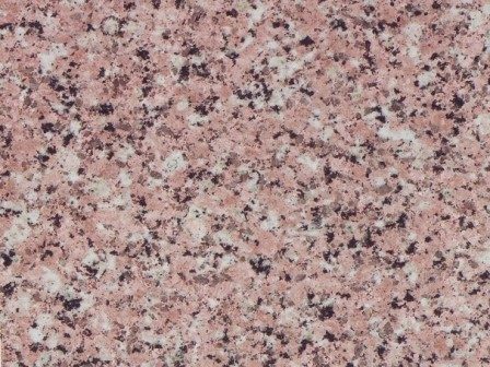 Rosy Pink Granite slab &mdash; soft rose-pink to dusty mauve with grey and cream mineral inclusions
