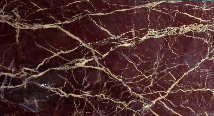 Cherry Gold Marble slab — warm amber-gold with cherry-red veining, Rajasthan India