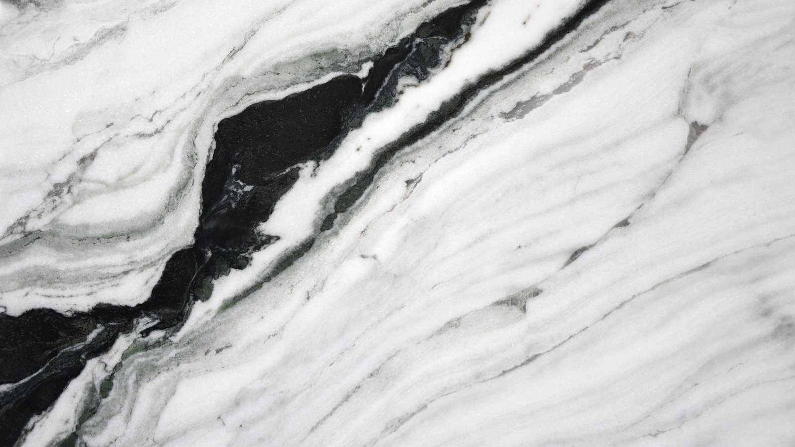 Panda White Marble slab — bright white with bold black veining, Kelwa Rajsamand Rajasthan India
