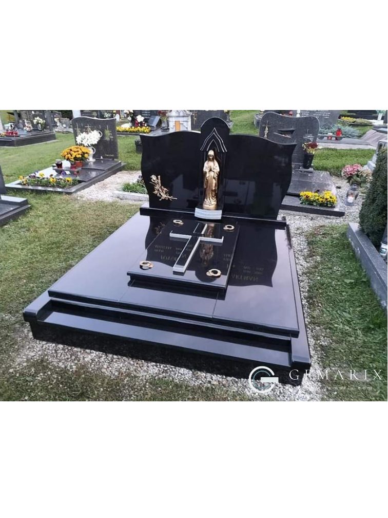 Black Granite Memorial Installed Madonna